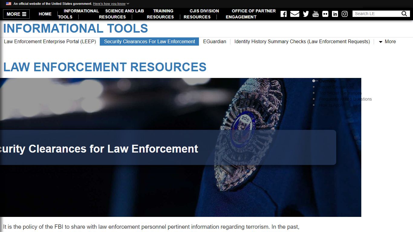 Security Clearances for Law Enforcement — LE