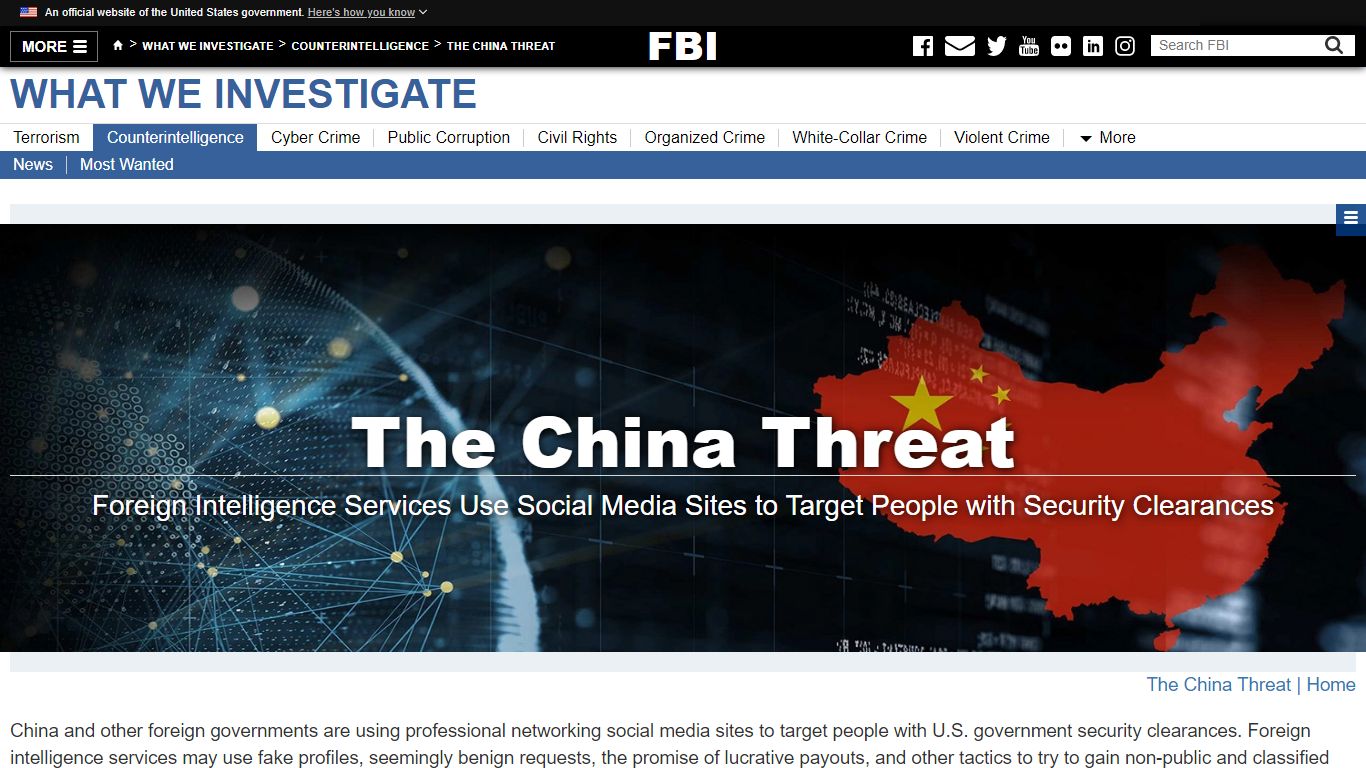 Clearance Holders Targeted on Social Media — FBI